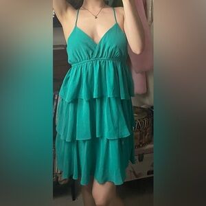 Mini Teal Layered Dress